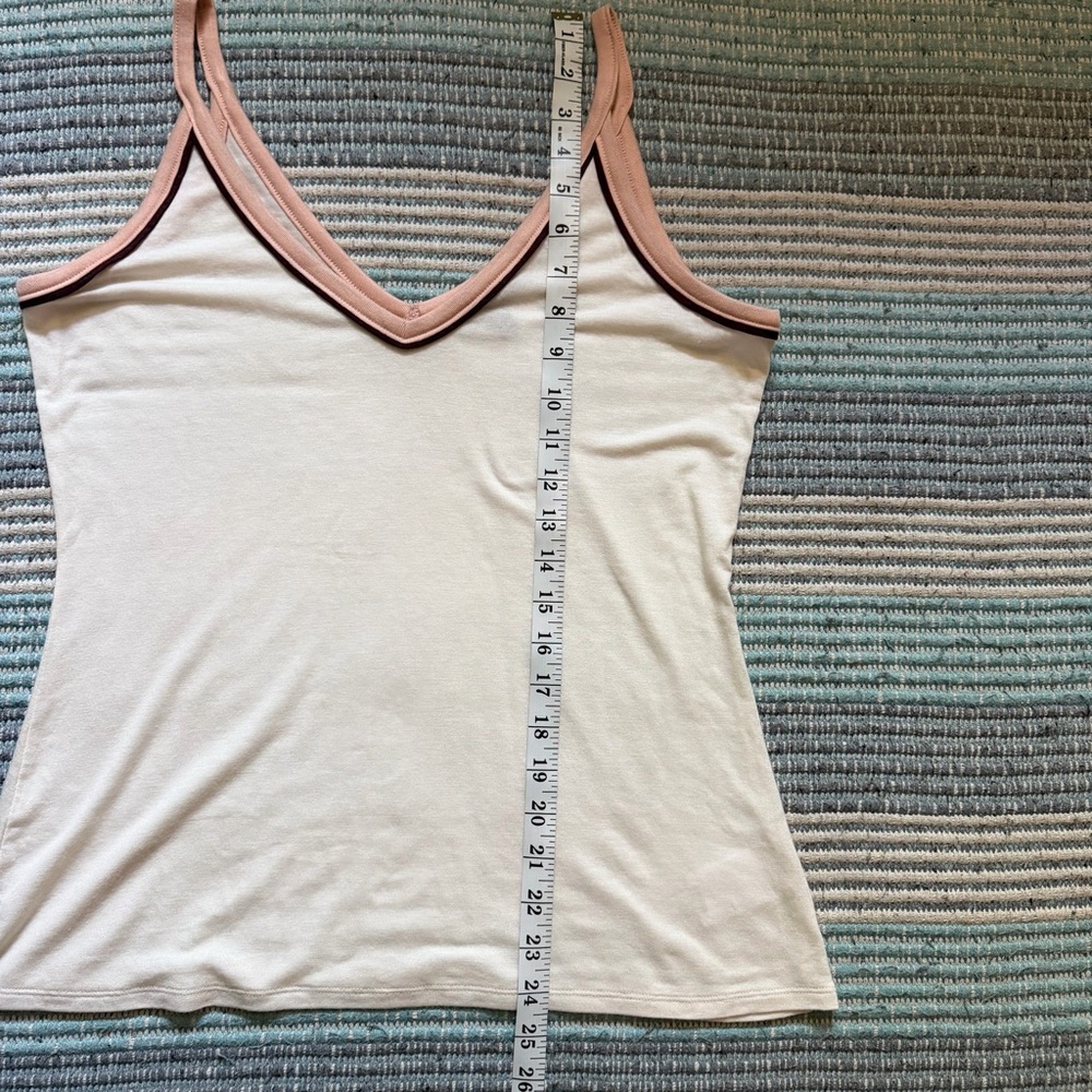 Express Women’s Cream Contrast-Trim Cami Tank Top Size L - Picture 5 of 6